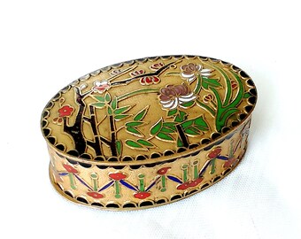 ヴィンテージ七宝焼小物ボックス: エナメルブロンズリング