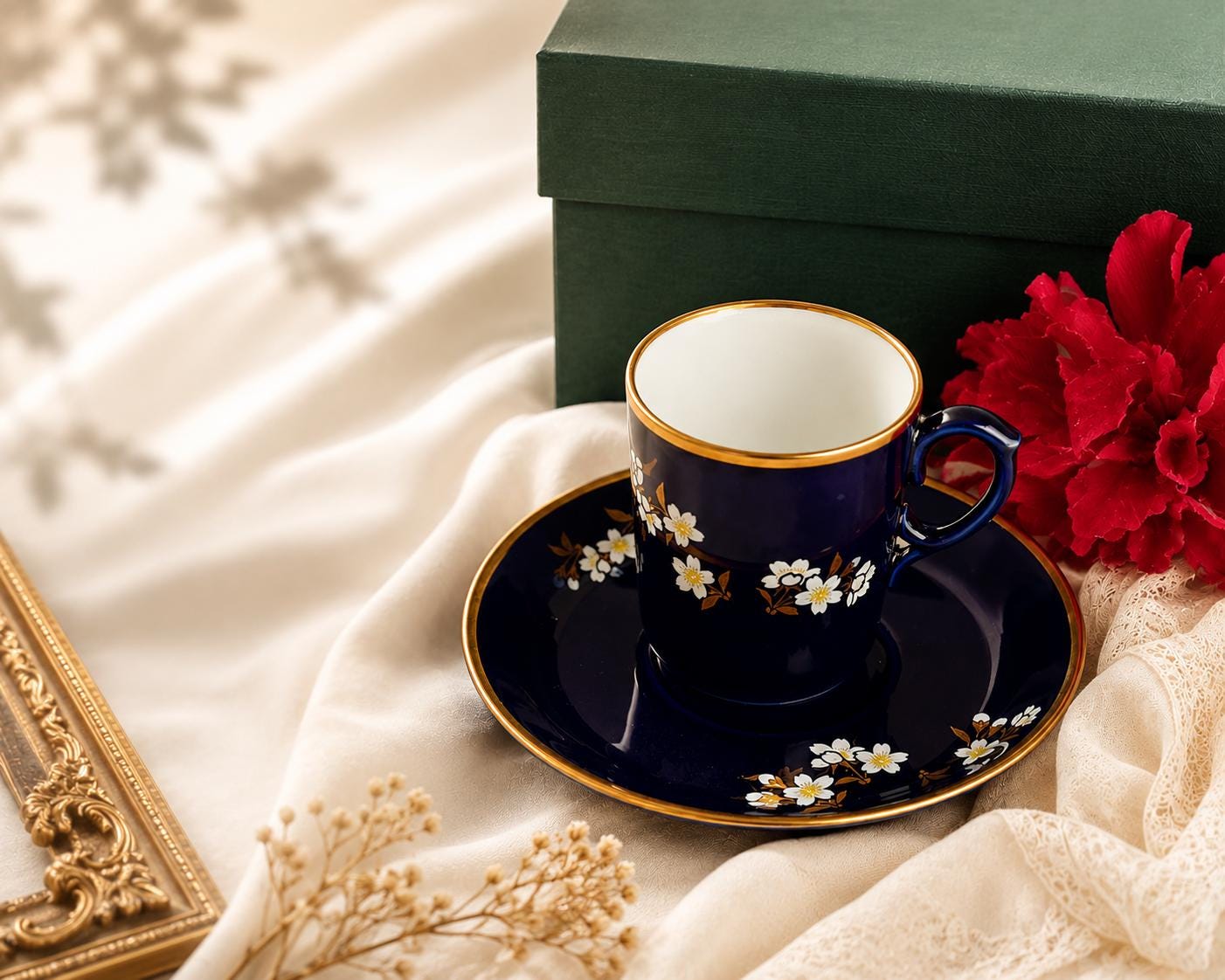 Fukagawa Japanese Porcelain Tea Cup & Saucer – 1980s Limited