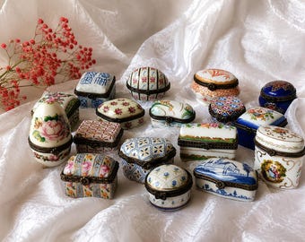 Vintage Porcelain Art  Pill Box Collection – Romantic  Ring Gift Box
