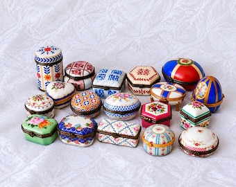 Vintage French Porcelain Art Pill Box Collection Romantic Ring Gift Boxes