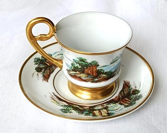 Vintage Porcelain Coffee Cup: Limited Edition Art Gallery "Porcelain Museum" Collection