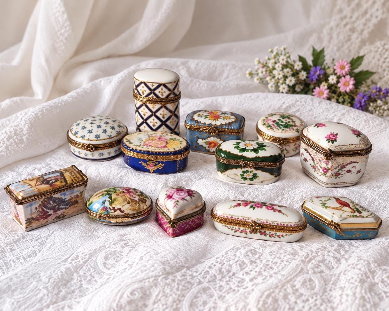 Vintage Porcelain Pill Boxes - Etsy