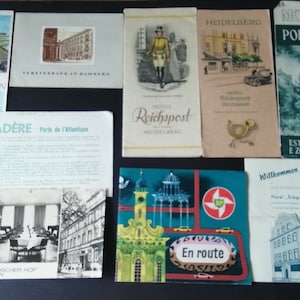 Vintage 50er/60er Jahre Hotel Broschüren & Stadtpläne: Nostalgische Erinnerungen für Sammler - 9er Set