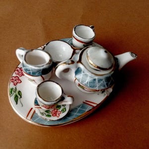 Miniature Tea Service for Dollshouses -  Collectible Vintage Porcelain Mini Set