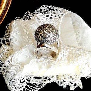 Sterling silver  Vintage ring with marcassite. Solid Portuguese Silver 925/1000 Designer piece. Adjustable