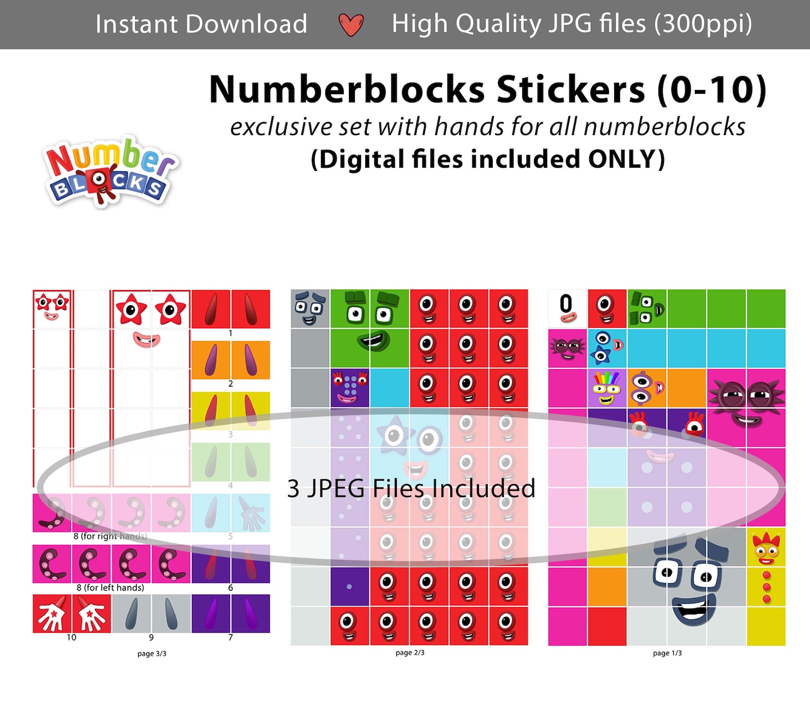 Numberblocks Faces 0-10 and Hands 2.9cm A4 Stickers Printing | Etsy