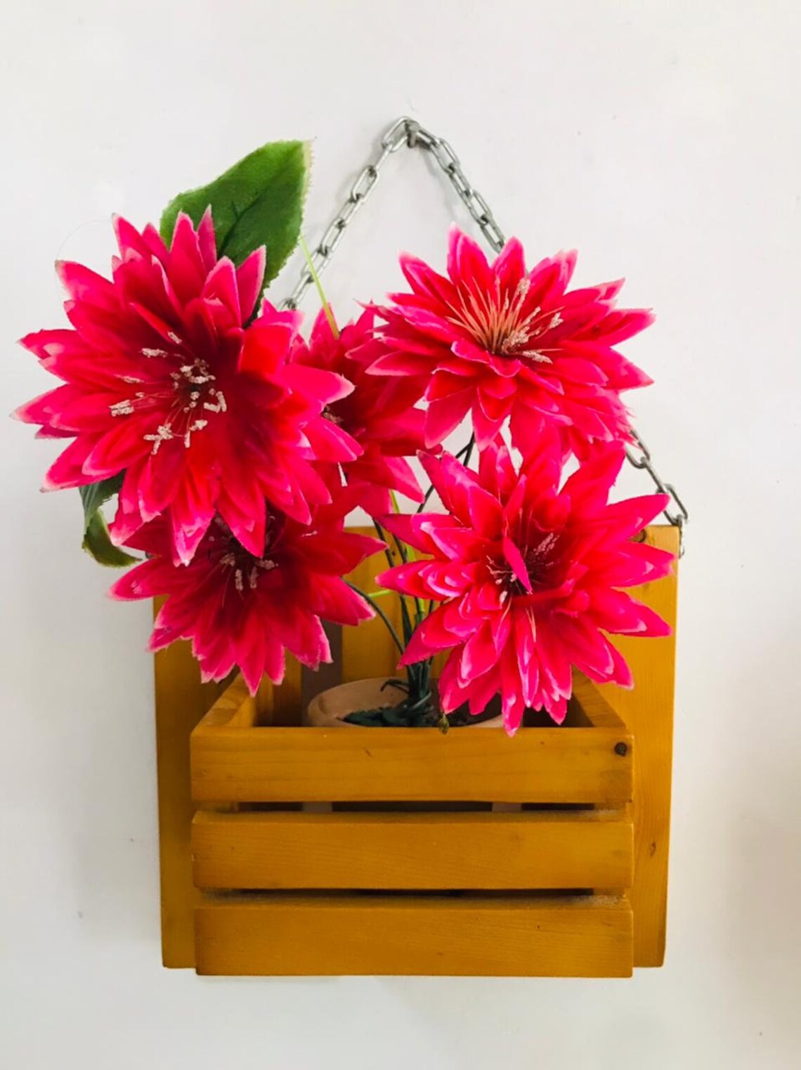 Handmade Wooden Flower Basket Wallmounted Plant Stand Flower Etsy