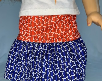 18 inch Doll Skirt - Doll Skirt - Patriotic Doll Skirt - Custom Doll Clothes - 18” doll clothes -  SKIRT ONLY