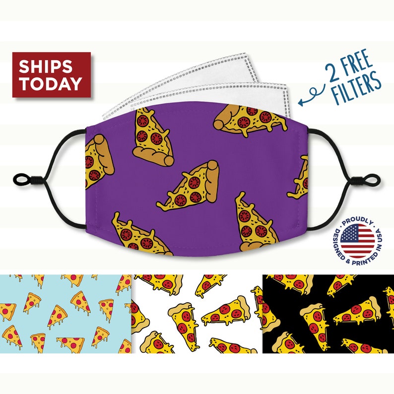 Pizza Face Mask Reusable Washable 3 Layer Cotton Mask Etsy
