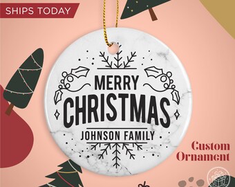 Merry Christmas Custom Family Ornament / Personalized Christmas Ornaments / Family Christmas Ornaments Gift