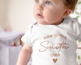 New to the crew Organic Cotton Baby Romper Personalizable Children's Names
