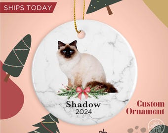Christmas Ornament - Custom Pet Name Ornament - Doberman Pinscher Gift - Pet Name Christmas Ornament - Cat Lover Gift Pet Memorial Ornament