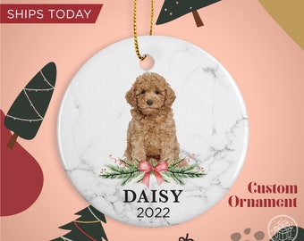 Poodle Custom Name Christmas Ornament - Personalized Dog Name Christmas Gift - Custom Pet Name Ornament