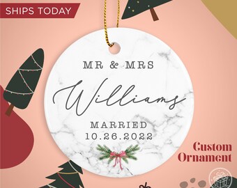 Mr & Mrs Custom Ornament / Personalized Ornaments / Wedding Gift Ornaments / Couple Gift Ornaments / Ships same day