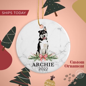 Siberian Husky Custom Dog Name Christmas Ornament - Personalized Dog Name Christmas Gift - Custom Pet Name Ornament