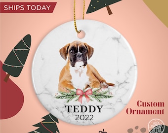 Personalized Boxer Dog Christmas Ornament - Custom Pet Name Gift