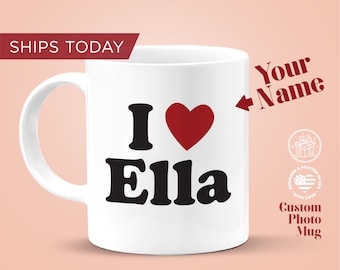 Custom Name Christmas Mug – Personalized I Love You Coffee Cup – Holiday Gift for Him, Her, or Couple – Cozy Winter Mug – Custom Gift Idea
