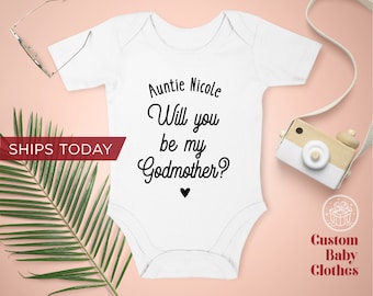 Will You Be My Godmother Personalized Baby Onesie® and T-Shirt /  Godmother Gift / Baby Announcement Onesie® / Pregnancy Announcement Gift