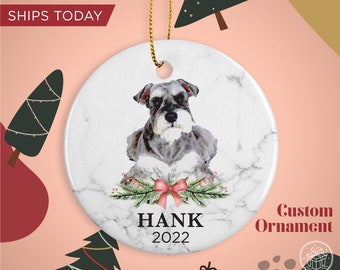 Miniature Schnauzer Christmas Ornament – Personalized Dog Name Gift
