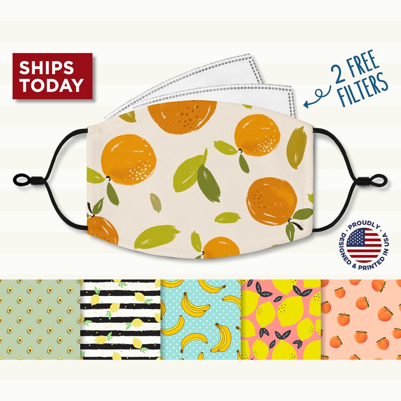 Fruit Face Mask Reusable Washable 3 Layer Cotton Mask Etsy