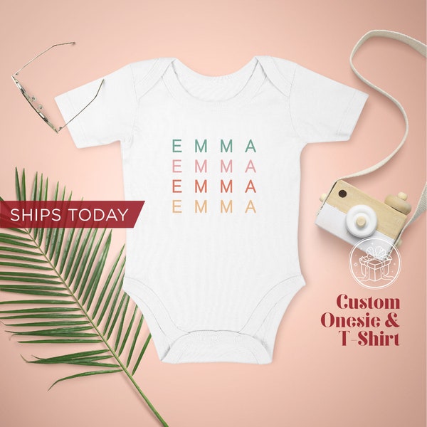 Baby Name Onesie® and T-Shirt, -  Custom Onesie® Baby Onesie® - Vintage Personalized Onesie® by Gifty Ave - Ship Same Day