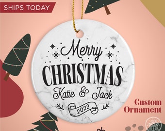 Merry Christmas Custom Ornament / Personalized Couple Name Christmas Ornaments / Family Christmas Ornaments / Newly Married Ornament Gift