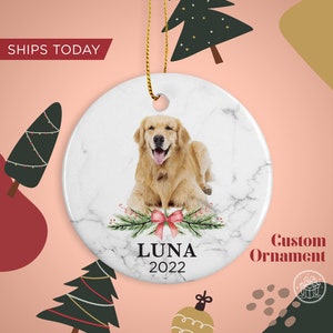 Golden Retriever Custom Name Christmas Ornament - Personalized Dog Name Christmas Gift - Custom Pet Name Ornament