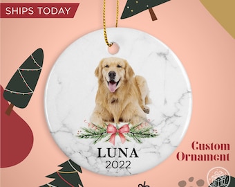 Golden Retriever Custom Name Christmas Ornament - Personalized Dog Name Christmas Gift - Custom Pet Name Ornament