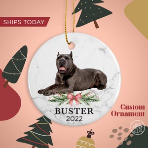 Cane Corso Custom Dog Name Christmas Ornament - Personalized Dog Name Christmas Gift - Custom Pet Name Ornament