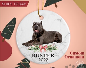 Cane Corso Custom Dog Name Christmas Ornament - Personalized Dog Name Christmas Gift - Custom Pet Name Ornament