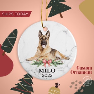 German Shepherd Custom Name Christmas Ornament - Personalized Dog Name Christmas Gift - Custom Pet Name Ornament