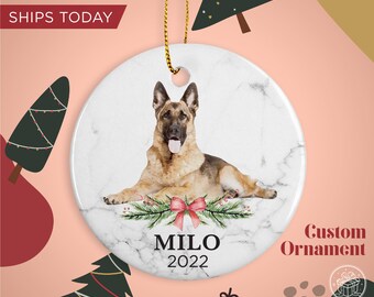 German Shepherd Custom Name Christmas Ornament - Personalized Dog Name Christmas Gift - Custom Pet Name Ornament