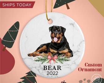 Rottweilers Custom Name Christmas Ornament - Personalized Dog Name Christmas Gift - Custom Pet Name Ornament