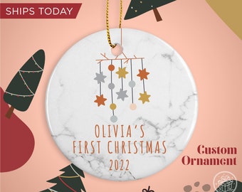 Stars First Christmas Personalized Name Ornament  - Personalized Christmas Gift - Custom Baby Name Ornament - New Baby Gift Ornament