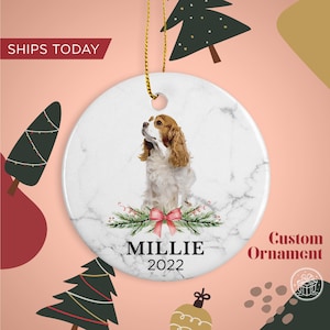 Cavalier King Charles Spaniel Custom Name Christmas Ornament - Personalized Dog Name Christmas Gift - Custom Pet Name Ornament
