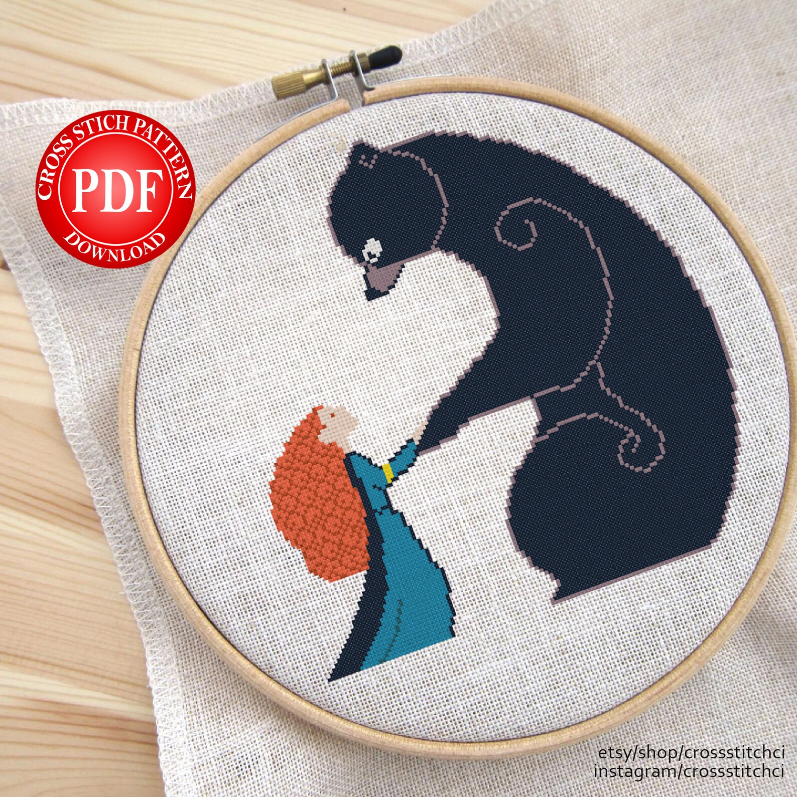 Brave Tapestry Merida Pixar Cross Stitch Pattern PDF Etsy