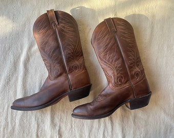 Vintage Brahma Brown Leather Men’s Cowboy Boots