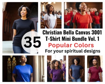 Christian Tshirt Mockup Bella Canvas 3001 Black Woman Mockup T-shirt Mockup Bundle Black Model Mockup Christian Mockup Black Girl Mockup