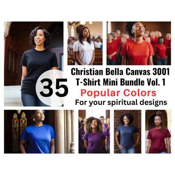 Christian Tshirt Mockup Bella Canvas 3001 Black Woman Mockup T-shirt Mockup Bundle Black Model Mockup Christian Mockup Black Girl Mockup