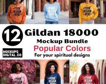 Gildan 18000 Mockup-bundel Christian Mockup Sweatshirt Mockup Zwart Model Mockup