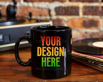 Becher Mockup 11 oz. Keramiktasse Mockup schwarze Kaffeetasse Mockup gestaltete 21 oz Keramiktasse Mockup