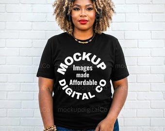 Gildan 64000 Black Tshirt Mockup, G640 Black Shirt Mockup, Black Model, Casual Summer Lifestyle, Black T-shirt Mockup, Pod, Digital Download