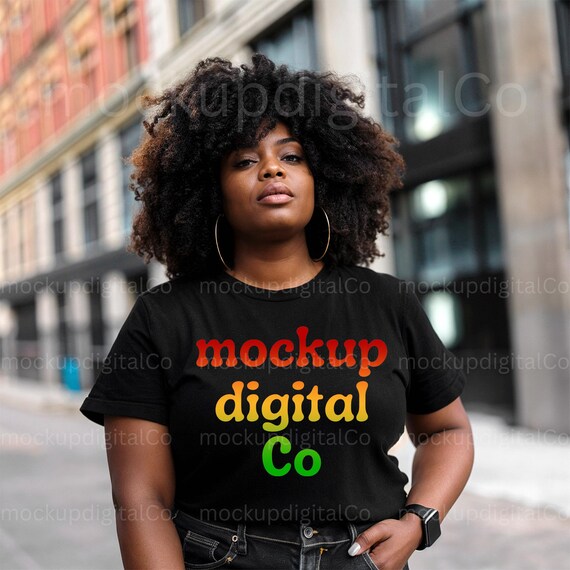 Black Model Mockup, Bella Canvas 3001 Black Tshirt Mockup, African