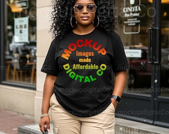 Comfort Colors Black Mockup, 1717 Comfort Colors Black Mockup, Comfort Colors Shirt Mockup, Oversized Outdoor Tshirt Mock, African American