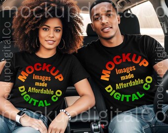 Bella Canvas 3001 Black Tshirt Mockup, Couples T-shirt Mockup 3001 Bella Canvas, Model T-Shirt Mock-up, Black Model Man and Woman Tee Mockup