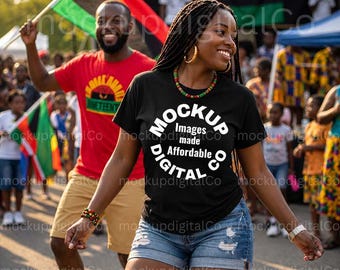 Bella Canvas 3001 Black Tshirt Mockup, BC3001 Black T-shirt, Juneteenth Shirt Mockup, Black Model, Black History, Pod, Digital Download