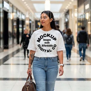 Latina Model Mockup, Bella Canvas 3001 White Tshirt Mockup, Diverse Mockup, Latina Mockup, Bella Canvas Mockup, Mall Summer Lifestyle Mockup
