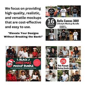 K&ouml;nnte beinhalten: Werbebild mit Mockup-Bundles. Der Text lautet: &bdquo;Wir konzentrieren uns auf die Bereitstellung hochwertiger, realistischer und vielseitiger Mockups, die kosteng&uuml;nstig und einfach zu bedienen sind.&ldquo; und &bdquo;Steigern Sie Ihre Designs, ohne Ihr Budget zu sprengen!&ldquo;