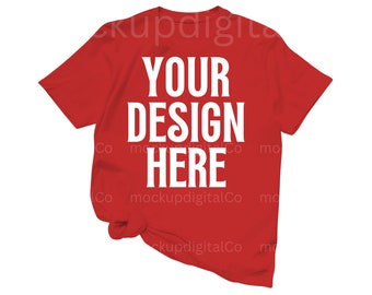 Red Unisex Tshirt Mockup, Flat Lay Shirt Mock Up, Shirt Mockup, Print on Demand