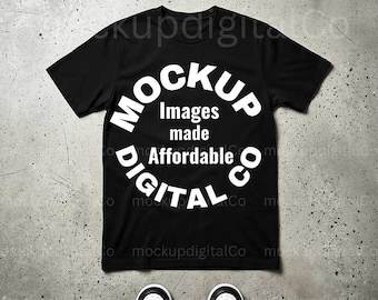Bella Canvas Mockup Black Tshirt Mockup, BC 3001 Black Shirt Mock Up, Flat Lay Mockup, Black Tee Mockup, Digital Black T-Shirt JPEG Mockup
